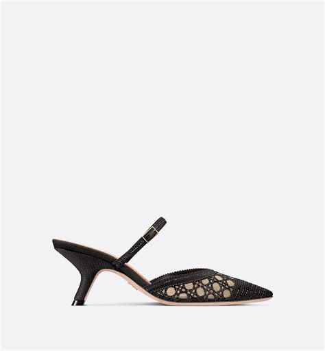 Dior Capture Heeled Mule Black Transparent Mesh and Cannage 